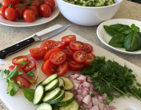 How to Make a Fresh Tomato and Cucumber SaladIngredients